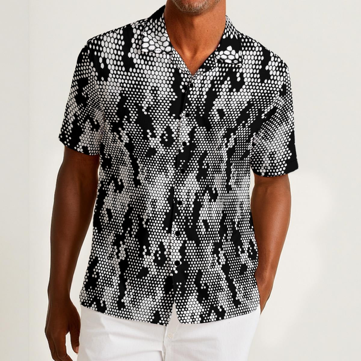 Halftone Camo (Cotton Button Shirt)-Cotton Button Shirt-Swish Embassy