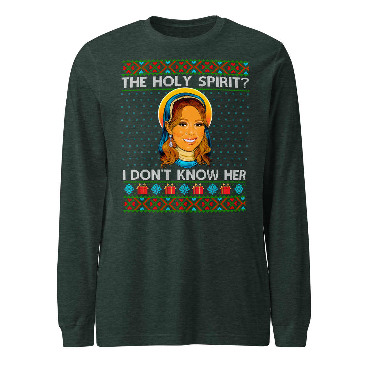 Holy Spirit? I Don't Know Her (Ugly Christmas)-T-Shirts-Swish Embassy
