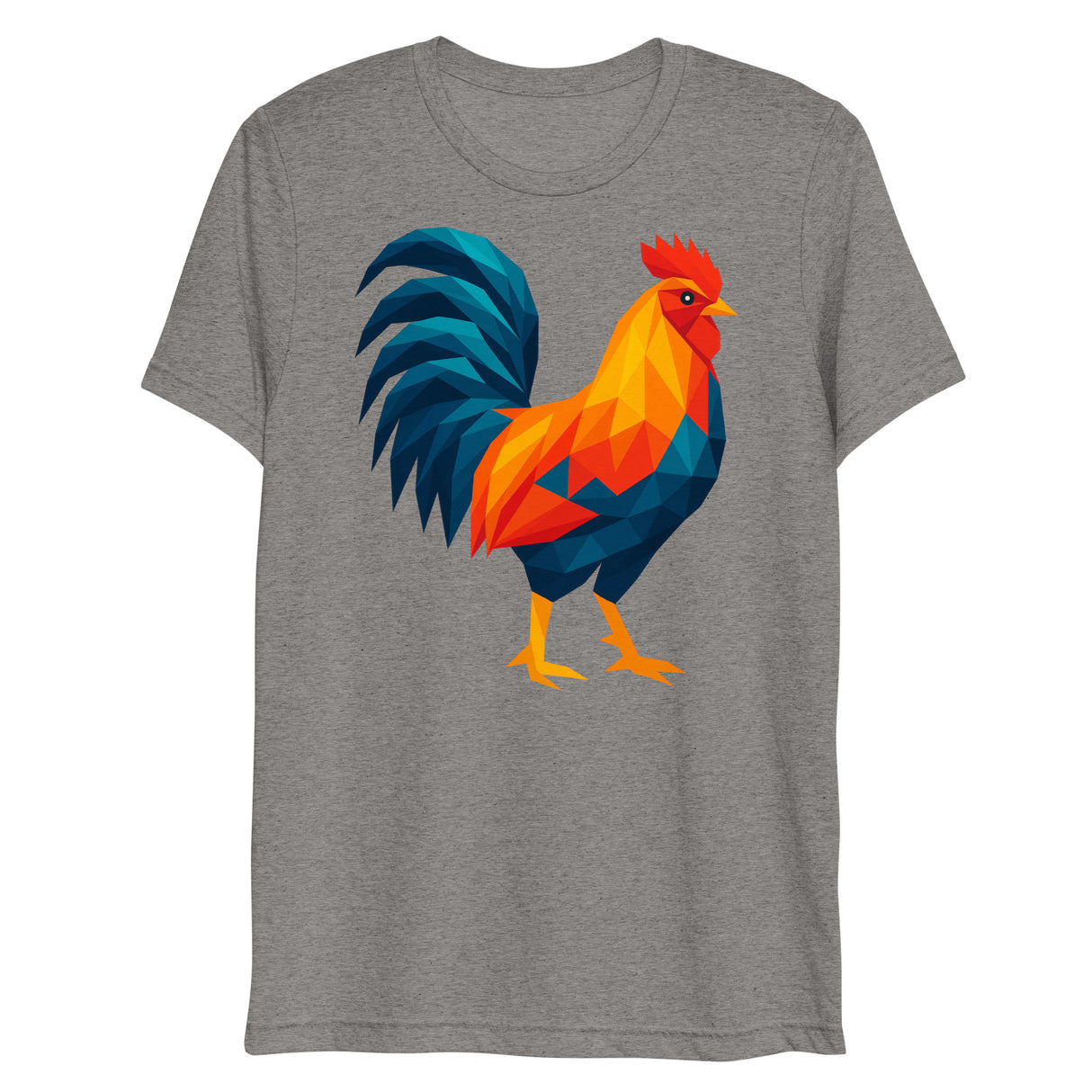 Huge Polygon Rooster (Triblend)-Triblend T-Shirt-Swish Embassy