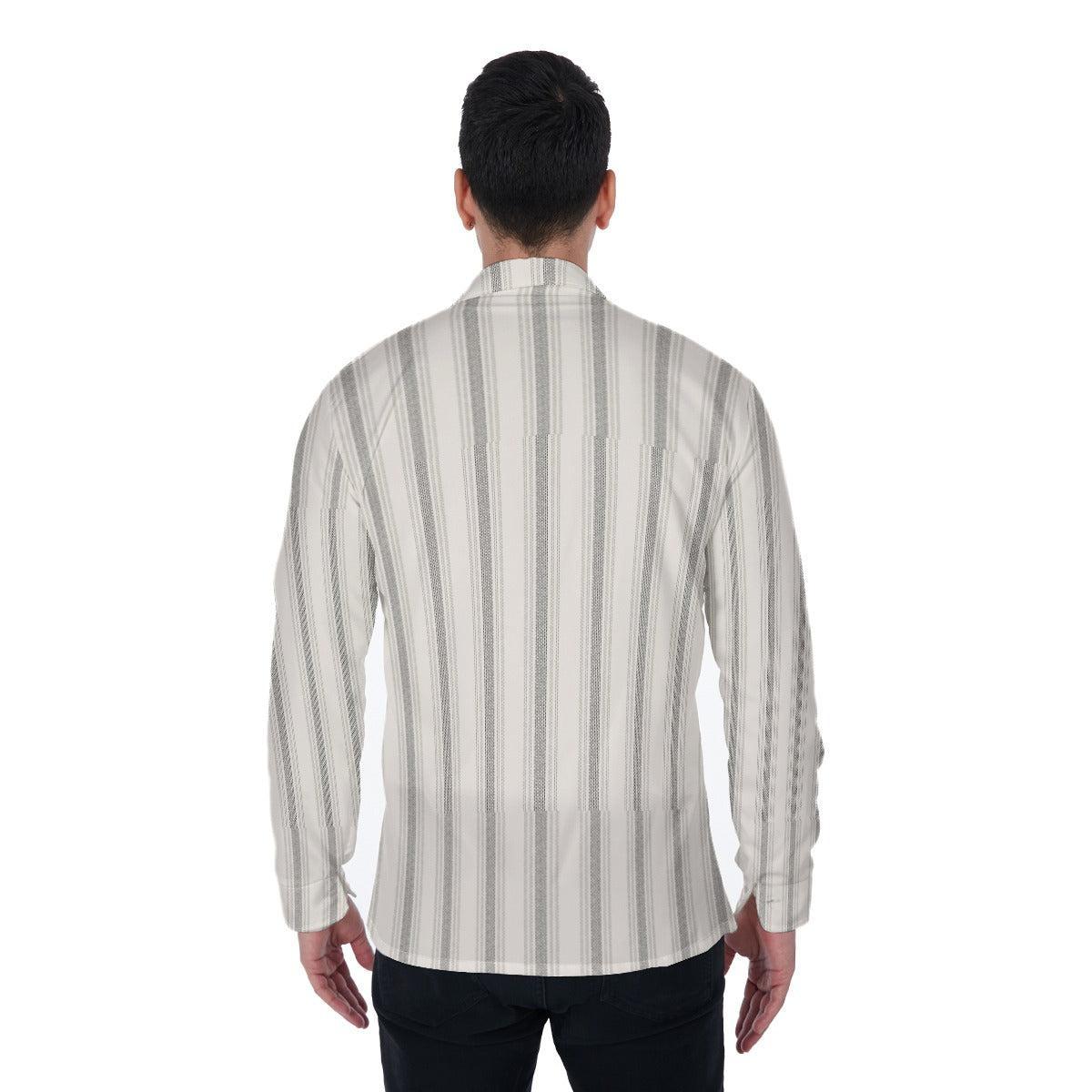 Ivory Stripes (Long Sleeve Button Shirt)-Long Sleeve Button Shirts-Swish Embassy
