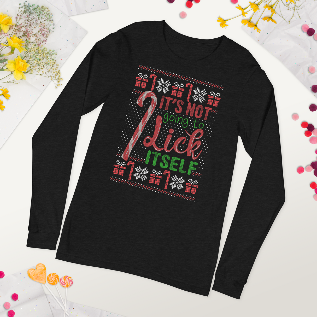 Lick Itself (Ugly Christmas)-T-Shirts-Swish Embassy