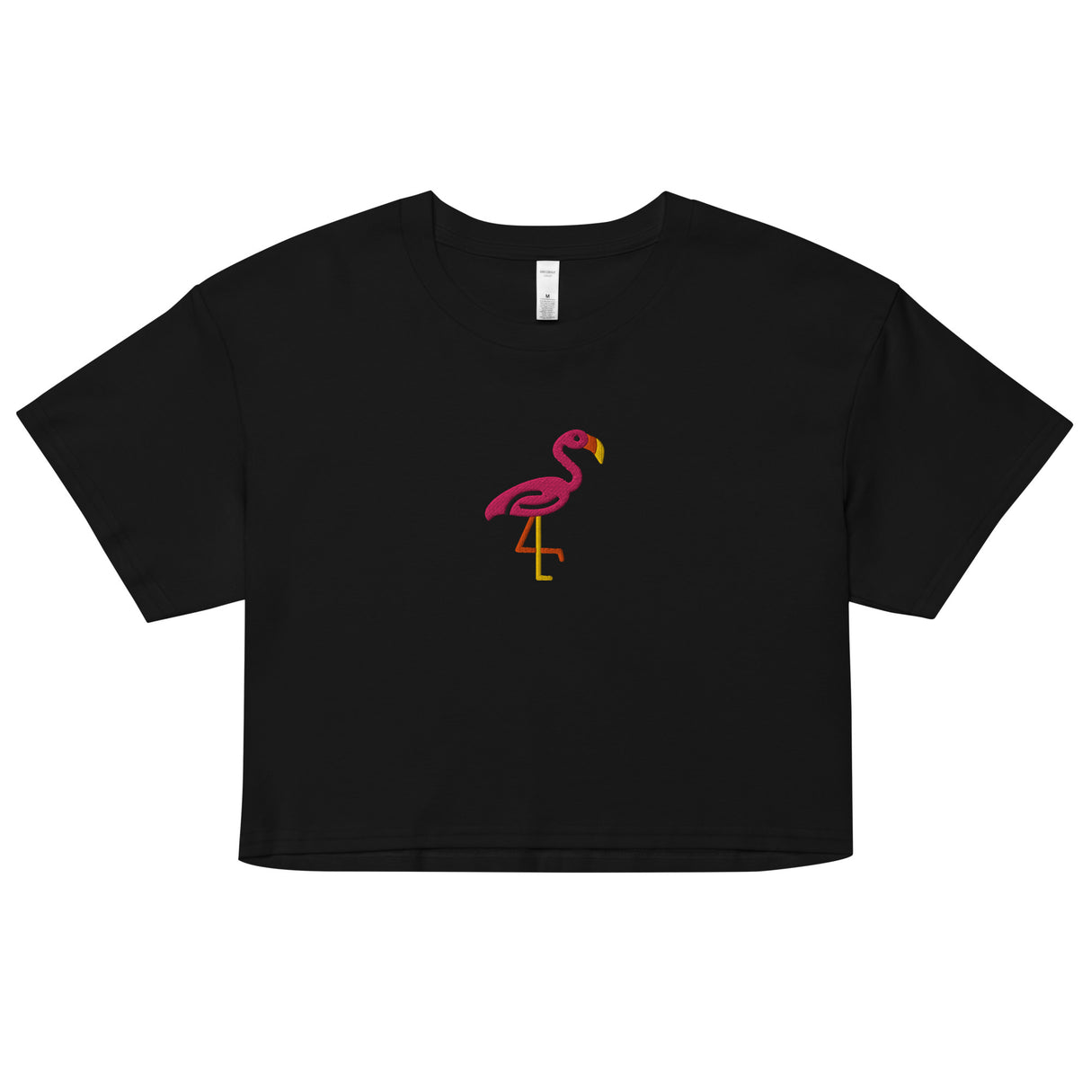 Pink Flamingo (Embroidered) (Crop Top)-Crop Top-Swish Embassy