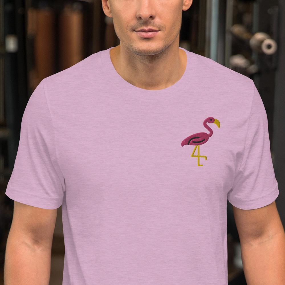 Pink Flamingo (Embroidered)-Embroidered T-Shirts-Swish Embassy