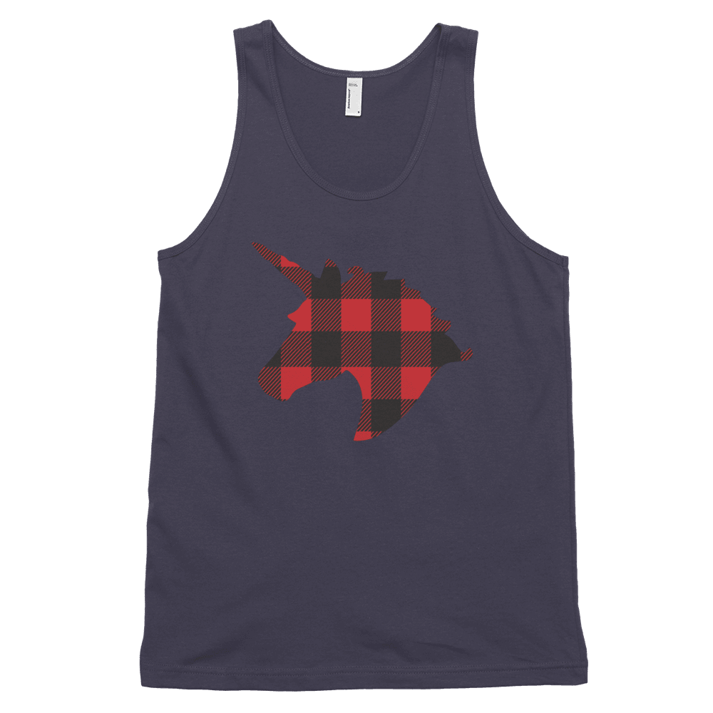 Plaid Unicorn (Tank Top)-Christmas Tank Tops-Swish Embassy