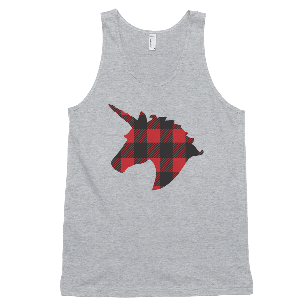 Plaid Unicorn (Tank Top)-Christmas Tank Tops-Swish Embassy
