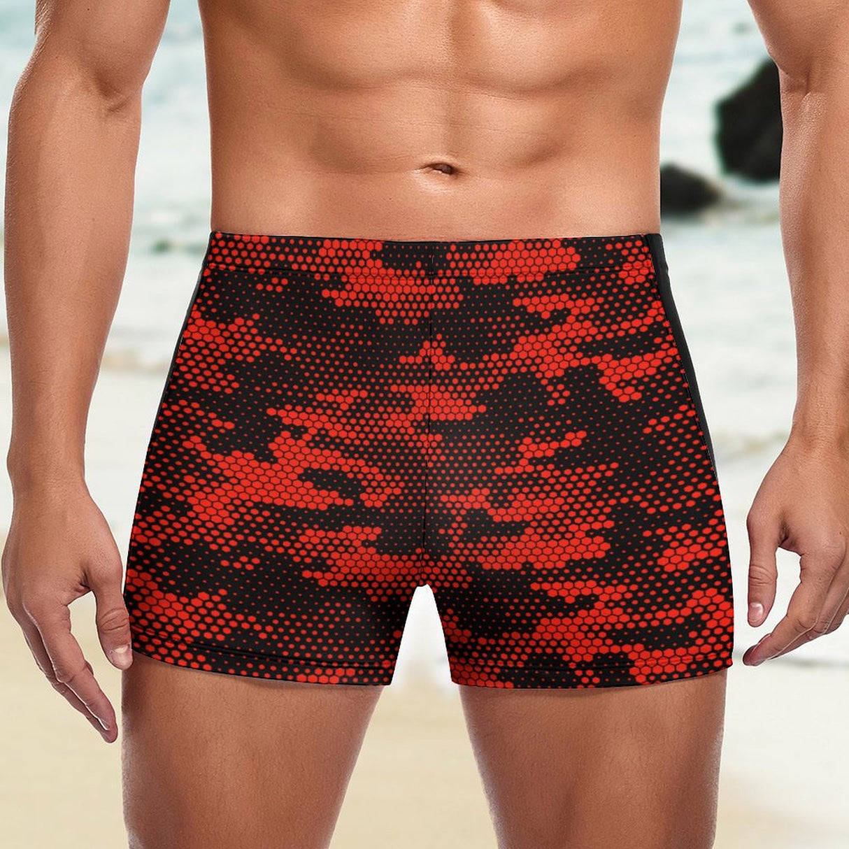 Red Camo (Square Cut Trunks)-Square Cut Trunks-Swish Embassy