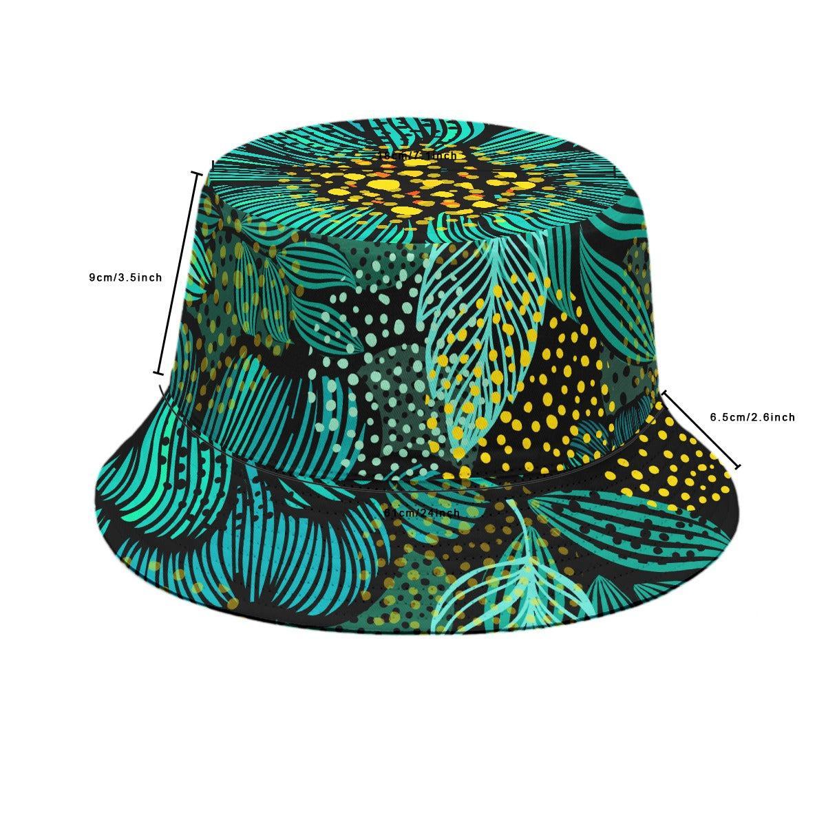 Turquoise Florals (Allover Bucket Hat)-Allover Bucket Hat-Swish Embassy
