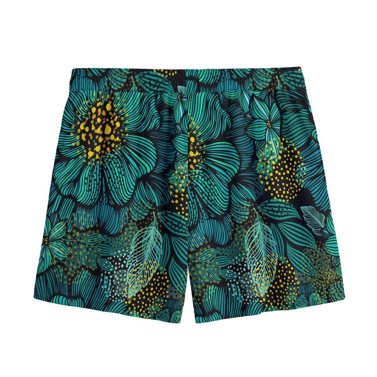 Turquoise Florals (Shorts)-Shorts-Swish Embassy