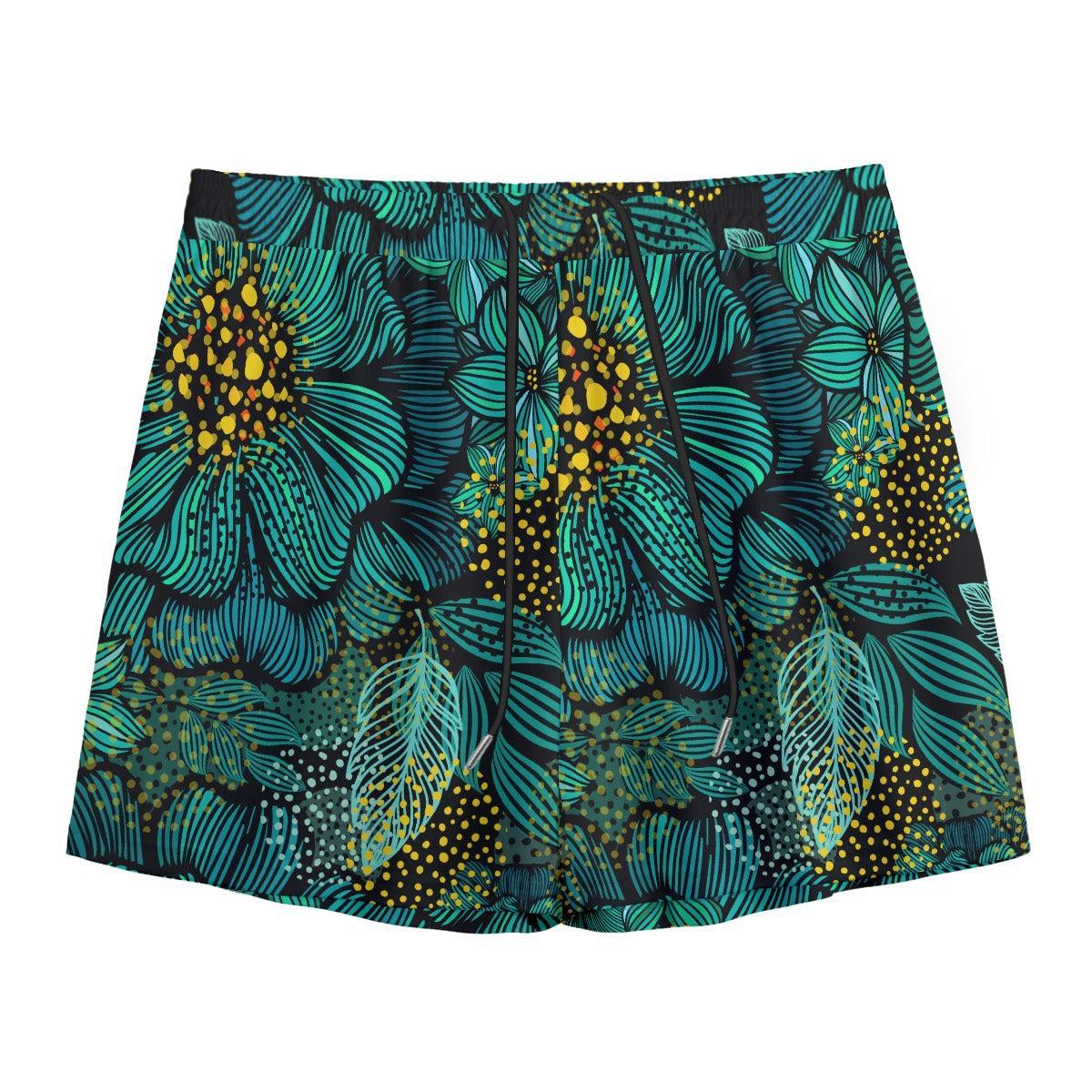 Turquoise Florals (Shorts)-Shorts-Swish Embassy