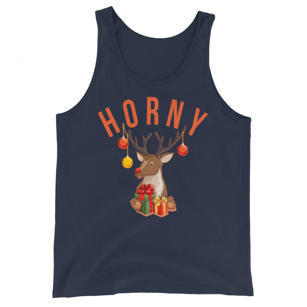 Horny (Tank Top)-Christmas Tank Tops-Swish Embassy