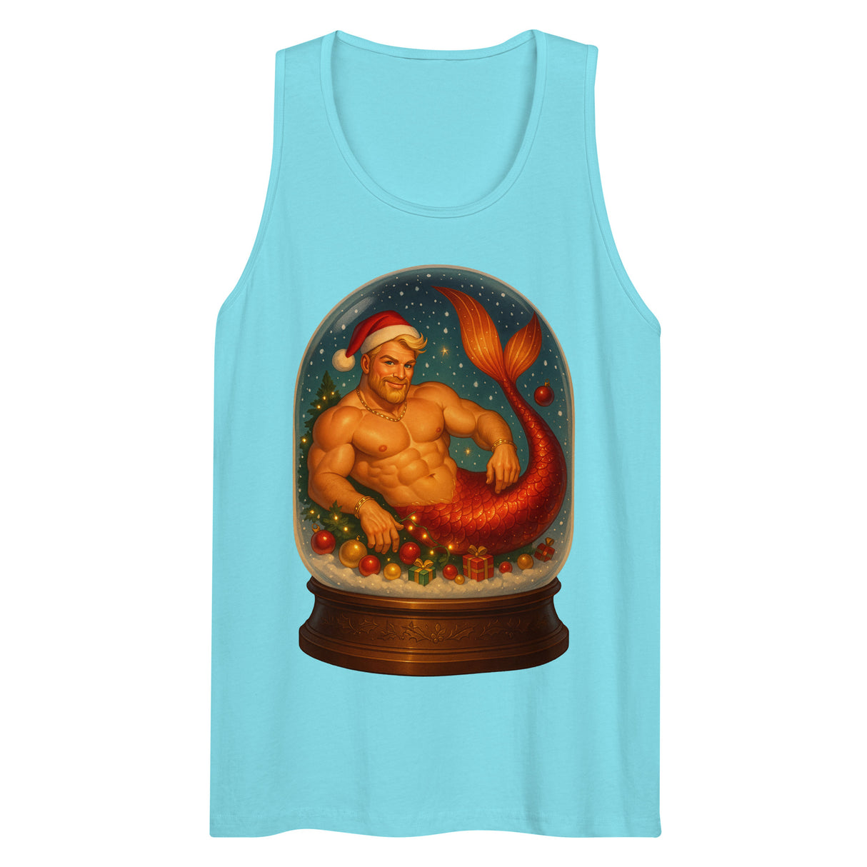 Merman in a Snow Globe (Tank top)-Christmas Tank Tops-Swish Embassy