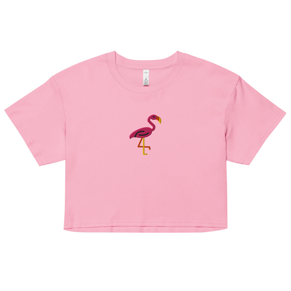 Pink Flamingo (Embroidered) (Crop Top)-Crop Top-Swish Embassy