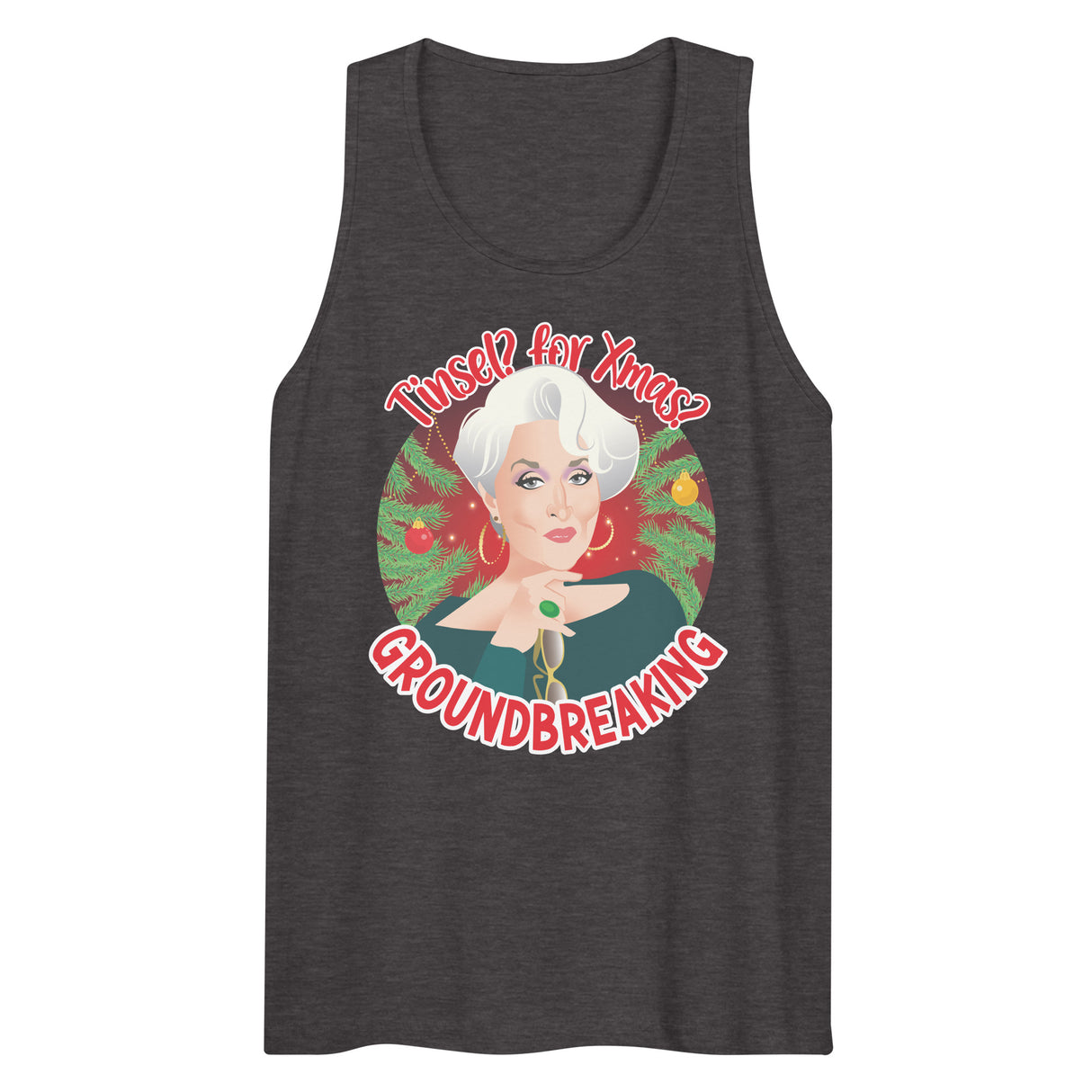 Tinsel for Xmas? Groundbreaking (Tank Top)-Christmas Tank Tops-Swish Embassy