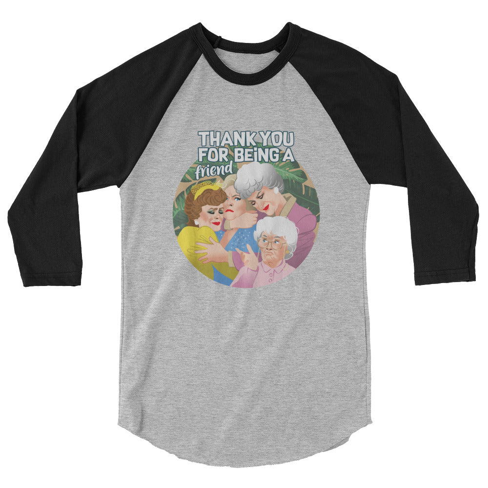 Thank You for Being a Friend (Raglan) - Heather Grey/Black