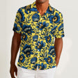 Azure Bloomscape (Cotton Button Shirt)-Cotton Button Shirt-Swish Embassy