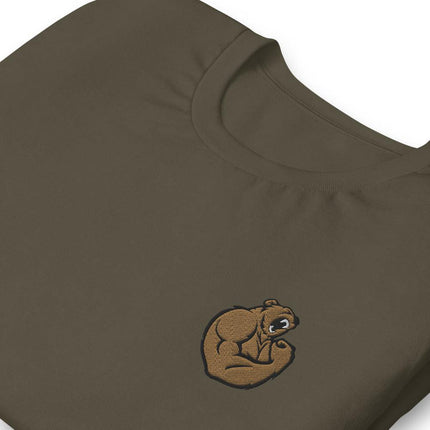 Bicep Bear (Embroidered)-Embroidered T-Shirts-Swish Embassy