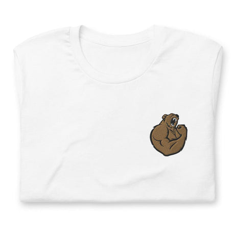 Bicep Bear (Embroidered)-Embroidered T-Shirts-Swish Embassy