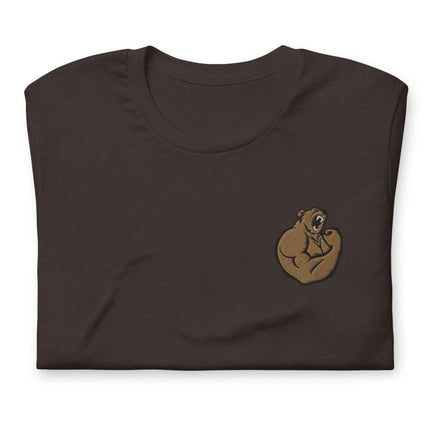 Bicep Bear (Embroidered)-Embroidered T-Shirts-Swish Embassy