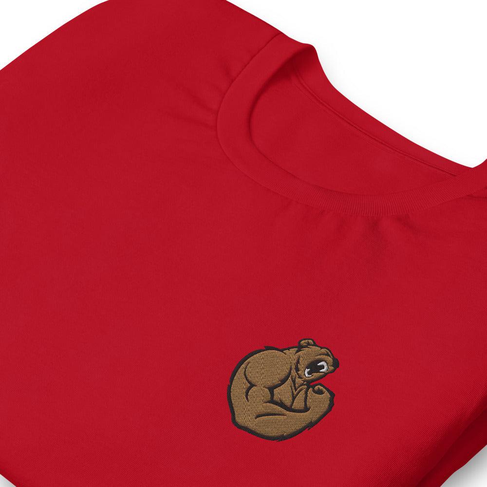 Bicep Bear (Embroidered)-Embroidered T-Shirts-Swish Embassy