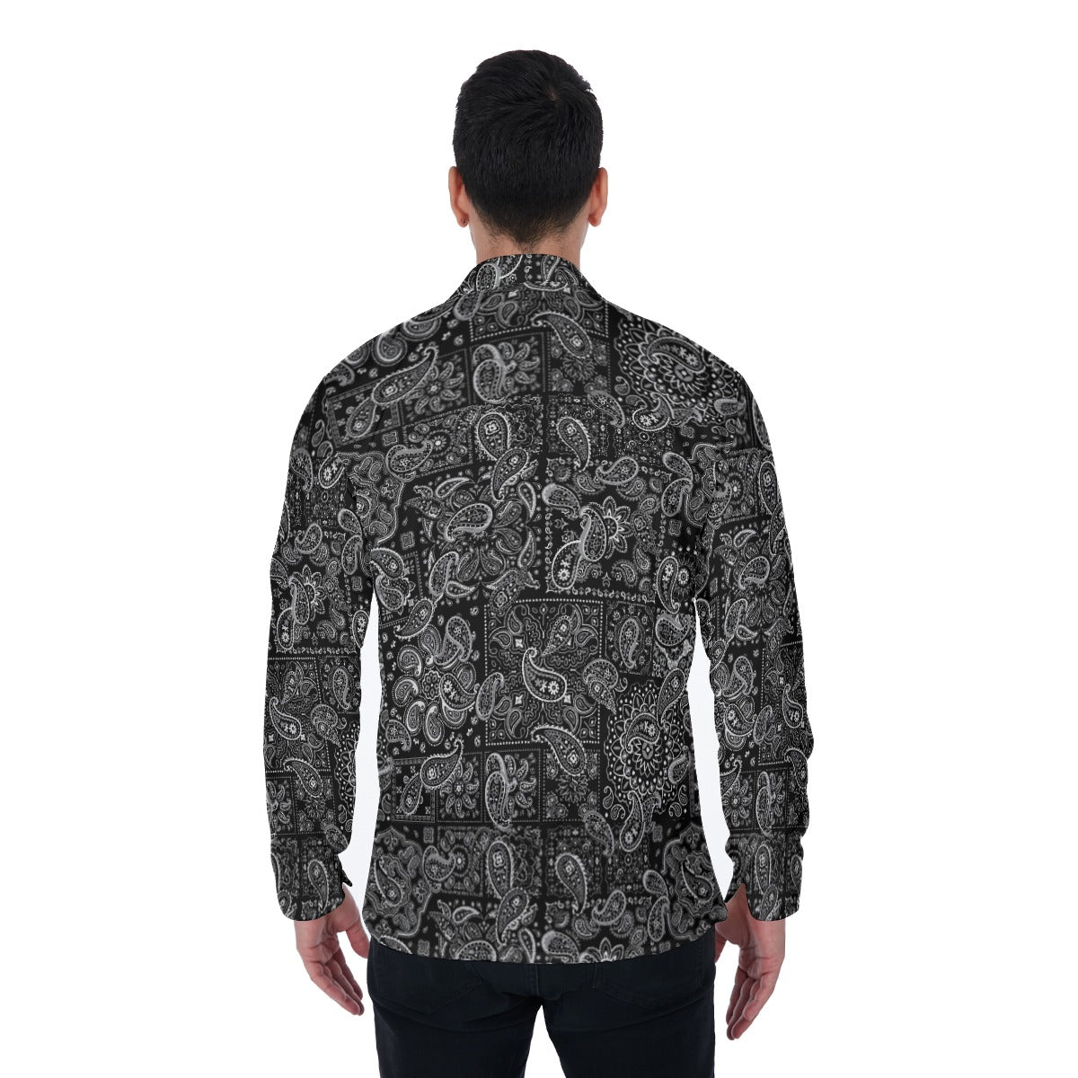 Black Hanky (Long Sleeve Button Shirt)-Long Sleeve Button Shirts-Swish Embassy