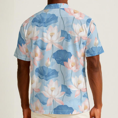 Blue Lotus (Cotton Button Shirt)-Cotton Button Shirt-Swish Embassy