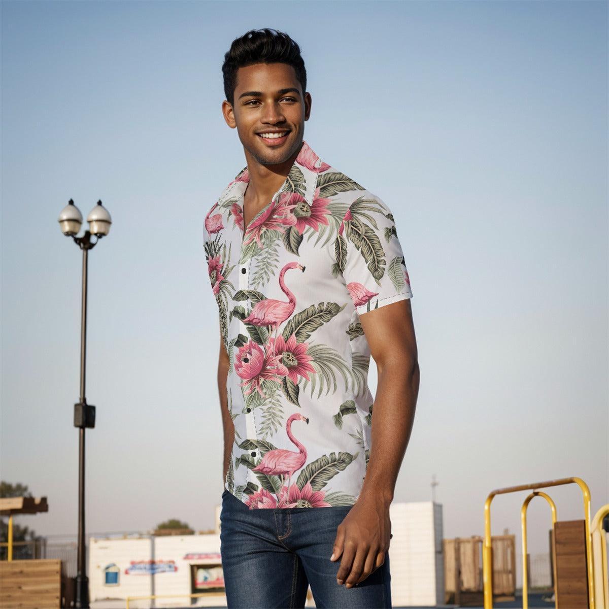 Flamingo Eden (Button Shirt)-Button Shirt-Swish Embassy