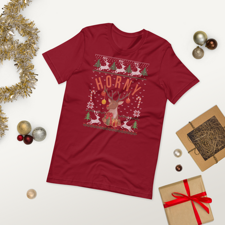 Horny (Ugly Christmas)-T-Shirts-Swish Embassy