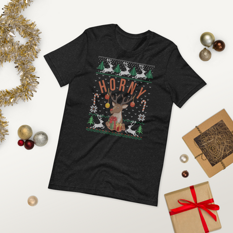 Horny (Ugly Christmas)-T-Shirts-Swish Embassy