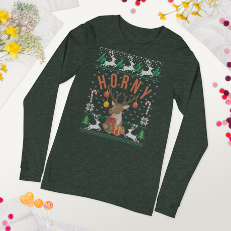 Horny (Ugly Christmas)-Ugly Christmas Apparel-Swish Embassy