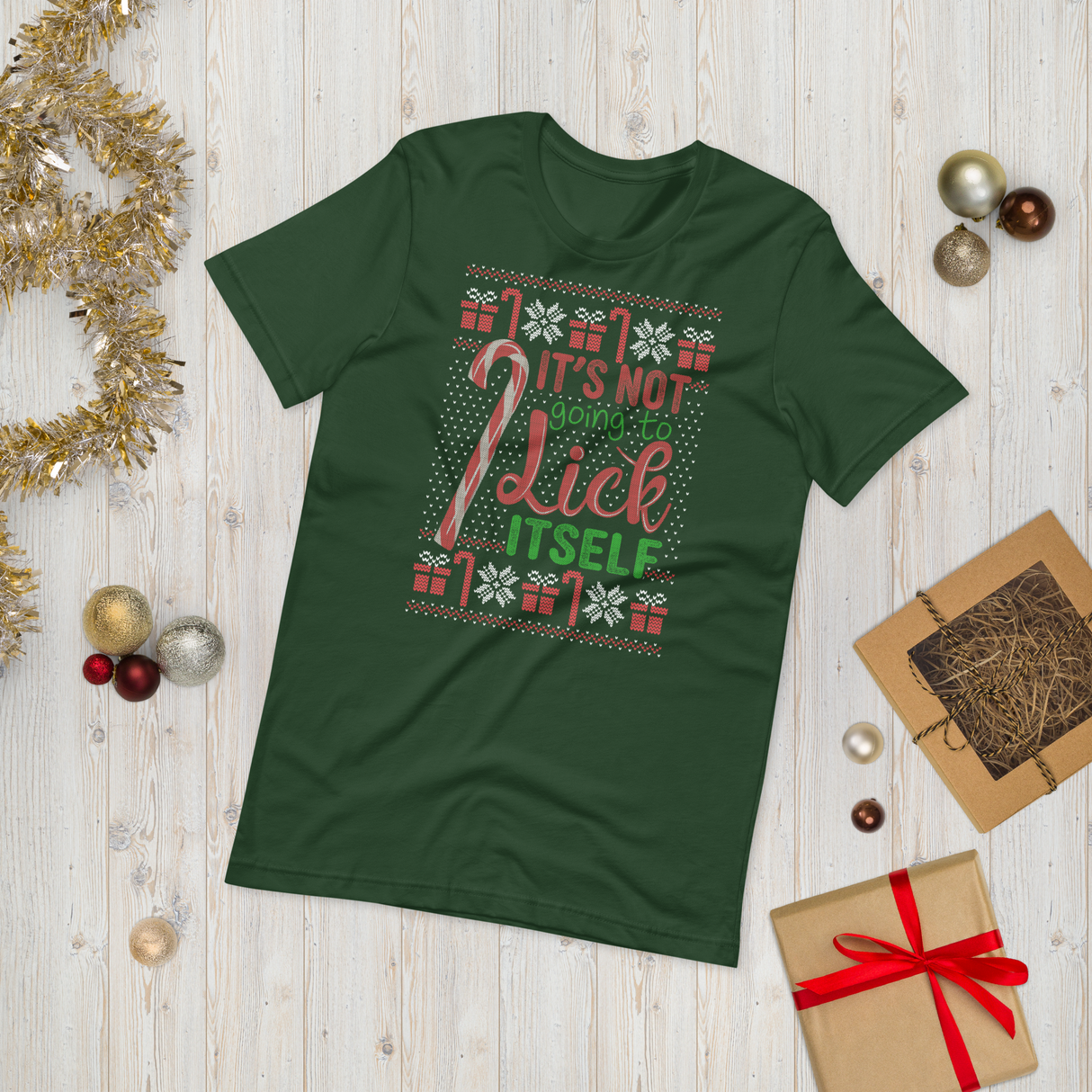 Lick Itself (Ugly Christmas)-T-Shirts-Swish Embassy