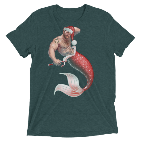 Merman Christmas (Triblend)-Triblend T-Shirt-Swish Embassy