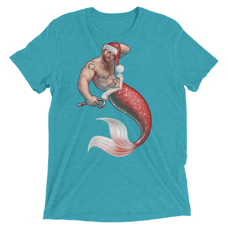 Merman Christmas (Triblend)-Triblend T-Shirt-Swish Embassy