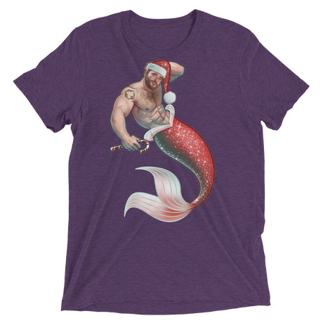 Merman Christmas (Triblend)-Triblend T-Shirt-Swish Embassy