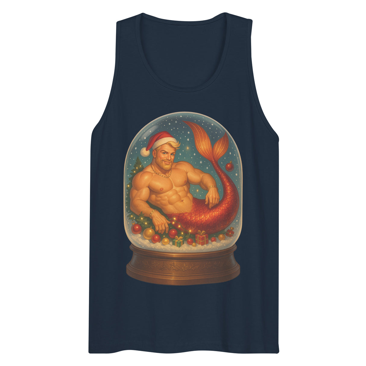 Merman in a Snow Globe (Tank top)-Christmas Tank Tops-Swish Embassy