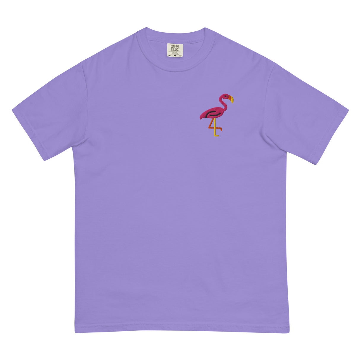 Pink Flamingo (Embroidered) (Boxy Tee)-Boxy T-Shirt-Swish Embassy