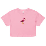 Pink Flamingo (Embroidered) (Crop Top)-Crop Top-Swish Embassy