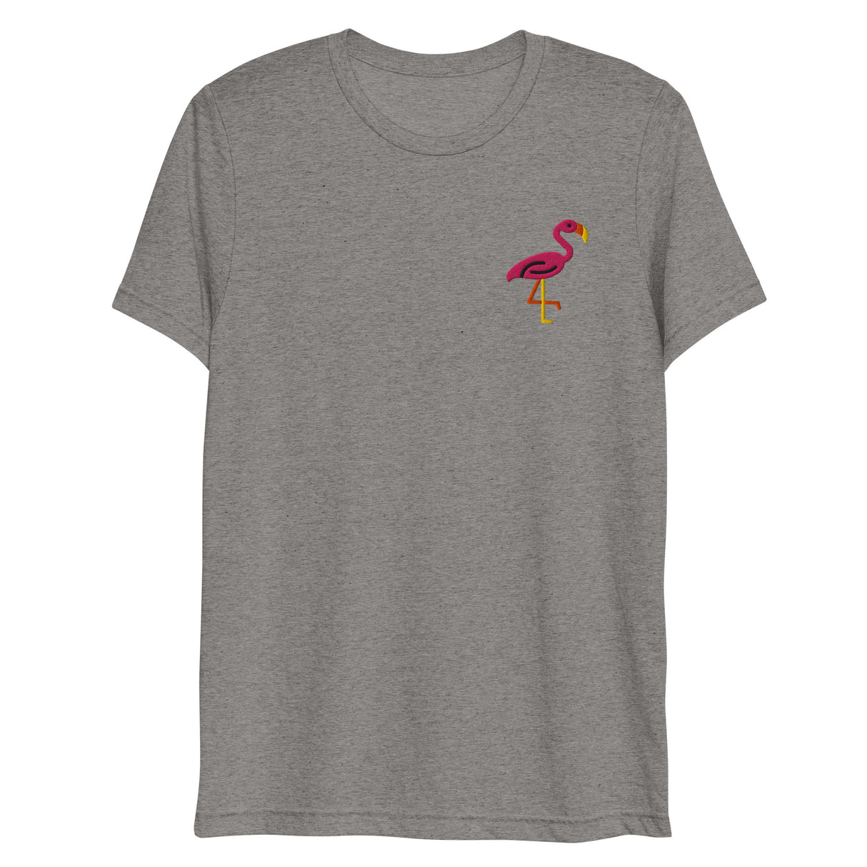 Pink Flamingo (Embroidered) (Triblend)-Triblend T-Shirt-Swish Embassy