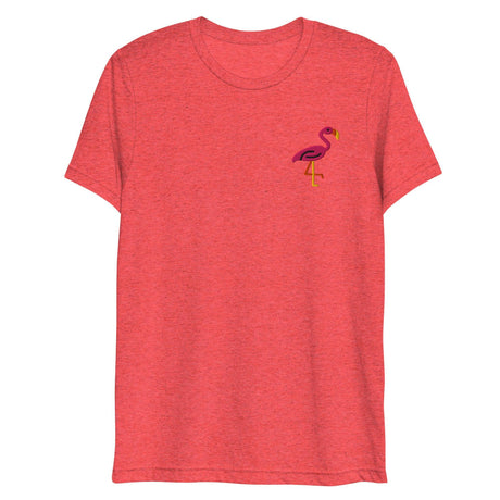 Pink Flamingo (Embroidered) (Triblend)-Triblend T-Shirt-Swish Embassy