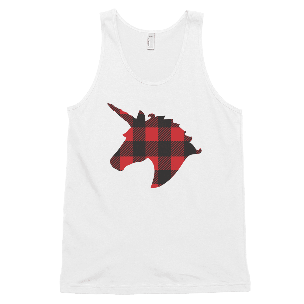 Plaid Unicorn (Tank Top)-Christmas Tank Tops-Swish Embassy
