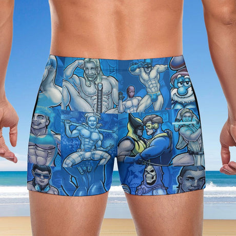 Pop Boys Blue (Square Cut Trunks)-Square Cut Trunks-Swish Embassy