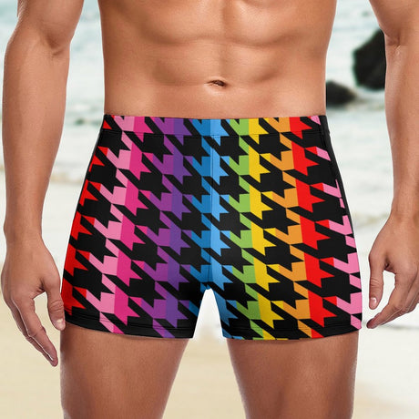 Pride Houndstooth (Square Cut Trunks)-Square Cut Trunks-Swish Embassy