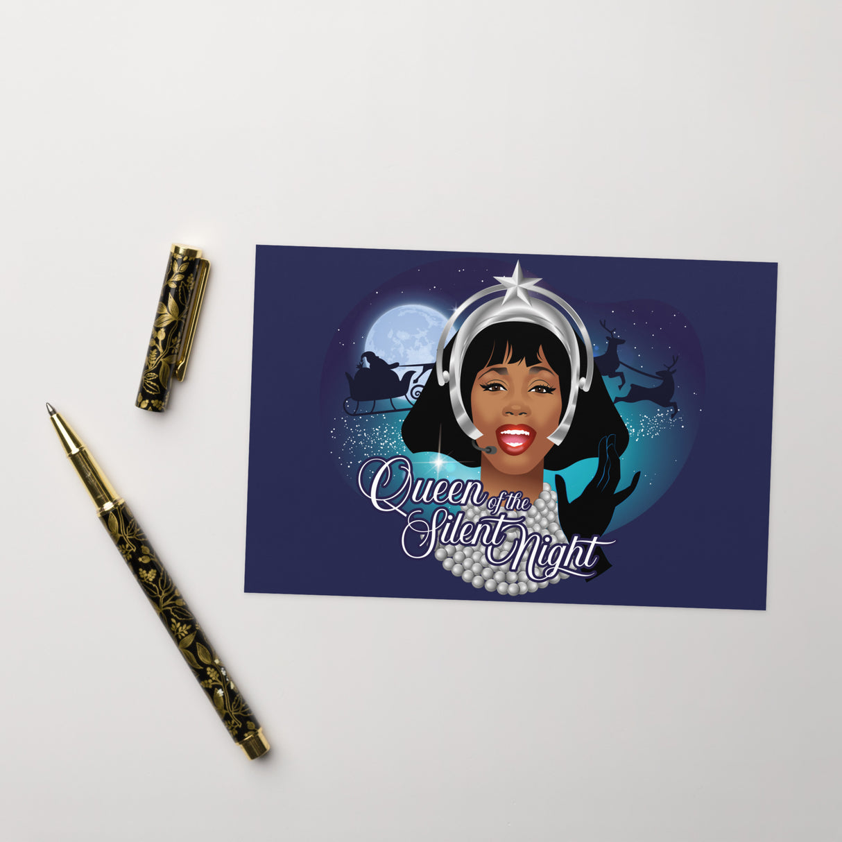 Queen of the Silent Night (Christmas Card)-Greeting Card-Swish Embassy