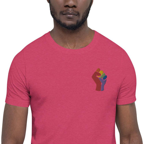 Rainbow Fist (Embroidered)-Embroidered T-Shirts-Swish Embassy