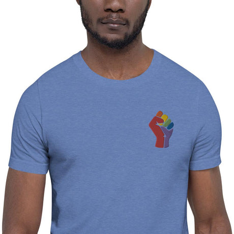 Rainbow Fist (Embroidered)-Embroidered T-Shirts-Swish Embassy