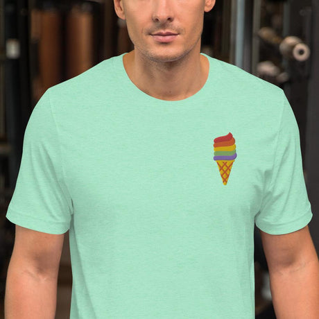 Rainbow Ice Cream (Embroidered)-Embroidered T-Shirts-Swish Embassy