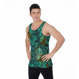 Turquoise Florals (Allover Tank Top)-Allover Tank Top-Swish Embassy