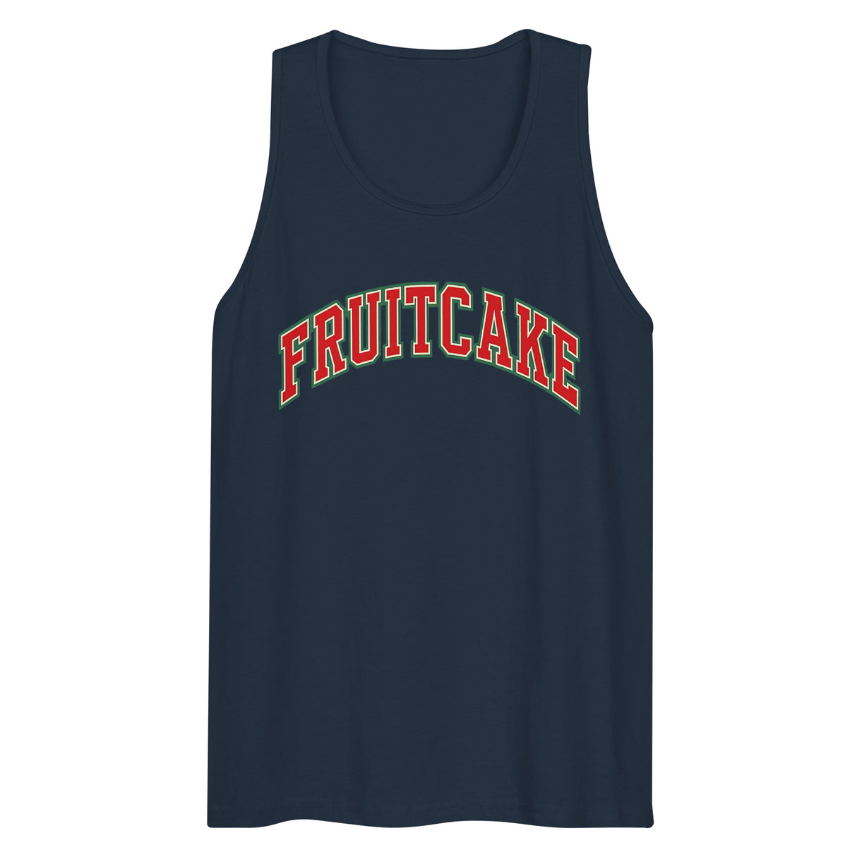 Varsity Fruitcake (Tank top)-Christmas Tank Tops-Swish Embassy