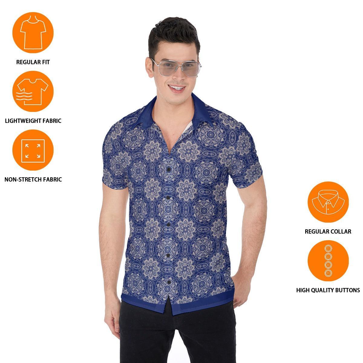 Blue Mendala (Button Shirt)-Button Shirt-Swish Embassy