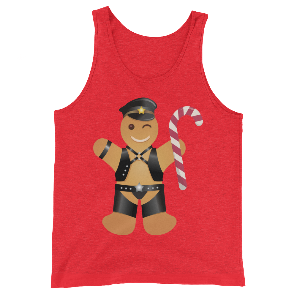 Gingerbread Leather Man (Tank Top)-Christmas Tank Tops-Swish Embassy