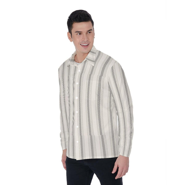 Ivory Stripes (Long Sleeve Button Shirt)-Long Sleeve Button Shirts-Swish Embassy